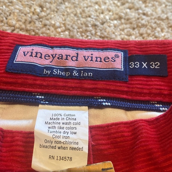 Vineyard Vines Red Corduroy Club Pants Size W33 L32 - Picture 6 of 12